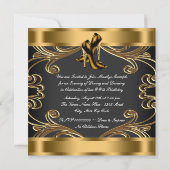 Stijlvolle hoge hak zwart en goud verjaardagsfeest kaart (Achterkant)