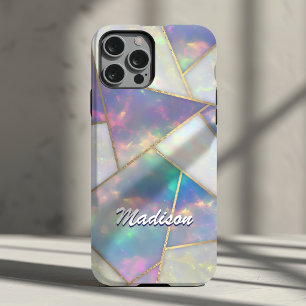 Stijlvolle holografische agaat geometrisch iPhone 15 case