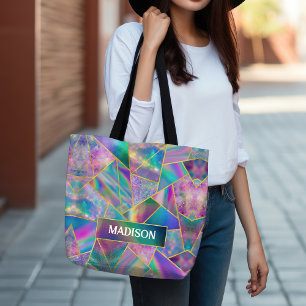 Stijlvolle holografische chic faux goud tote bag