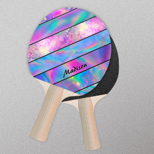Stijlvolle holografische chique blauw roze tafeltennisbatje