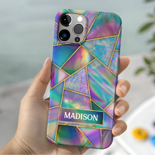 Stijlvolle holografische chique nepgoud iPhone 15 case