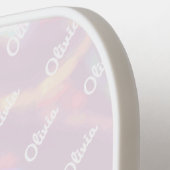 Stijlvolle Holografische Shinny Roze Hart Modern Pickleball Paddle (Links Detail)