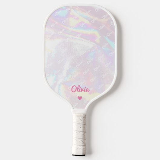 Stijlvolle Holografische Shinny Roze Hart Modern Pickleball Paddle (Achterkant)