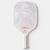 Stijlvolle Holografische Shinny Roze Hart Modern Pickleball Paddle (Voorkant)
