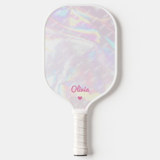 Stijlvolle Holografische Shinny Roze Hart Modern Pickleball Paddle (Voorkant)