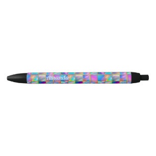 Stijlvolle holografische trendy faux goud geometri zwarte inkt pen
