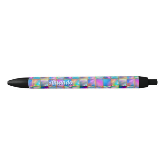 Stijlvolle holografische trendy faux goud geometri zwarte inkt pen (Voorkant)
