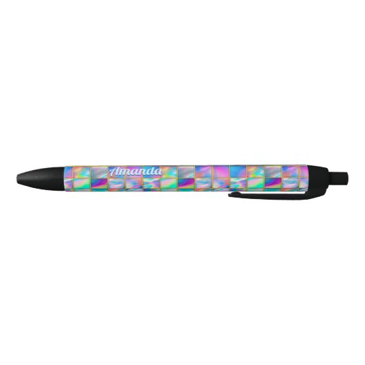 Stijlvolle holografische trendy faux goud geometri zwarte inkt pen (Bodem)