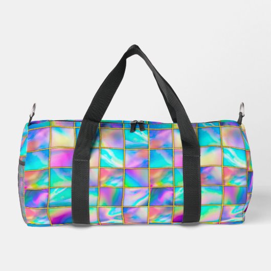 Stijlvolle holografische trendy faux gouden vierka plunjezak (Achterkant)