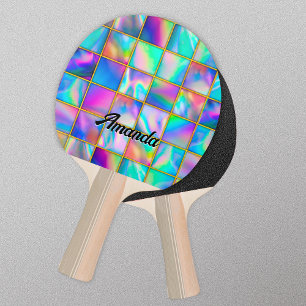 Stijlvolle holografische trendy faux gouden vierka tafeltennisbatje