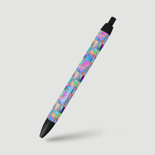 Stijlvolle holografische trendy nepgoud geometrisc zwarte inkt pen