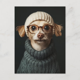 Stijlvolle hond in gezellige outfit briefkaart