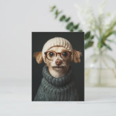 Stijlvolle hond in gezellige outfit briefkaart (Staand voorkant)