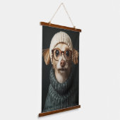 Stijlvolle hond in gezellige outfit hangend wandkleed (Gebogen)