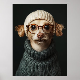 Stijlvolle hond in gezellige outfit poster