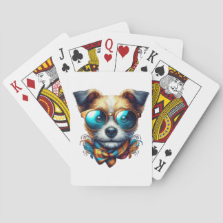Stijlvolle hond met bril Kleurrijke moderne huisdi Pokerkaarten