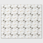 Stijlvolle HOND PAW PRINTS en LIEFDE HARTEN Cadeaupapier (Vlak)
