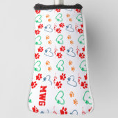 Stijlvolle HOND PAW PRINTS en LIEFDE HARTEN Monogr Golfheadcover (Draai 90)