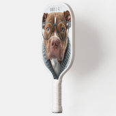 Stijlvolle hondenfoto grappig modern pickleball paddle (Links)