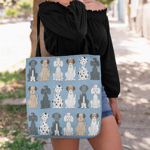 Stijlvolle Hondenliefhebbers Kute Puppies Blue Tote Bag