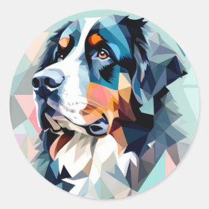 Stijlvolle hondenportret bernese berg ronde sticker