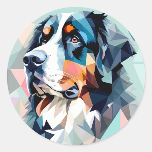 Stijlvolle hondenportret bernese berg ronde sticker (Voorkant)