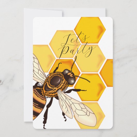 Stijlvolle Honeybee & Honeycomb Verjaardagsuitnodi Kaart (Achterkant)