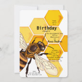 Stijlvolle Honeybee & Honeycomb Verjaardagsuitnodi Kaart (Voorkant)