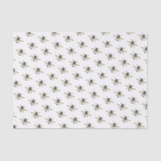 Stijlvolle honingbijen op witteweefselpapier tissuepapier (Voorkant)