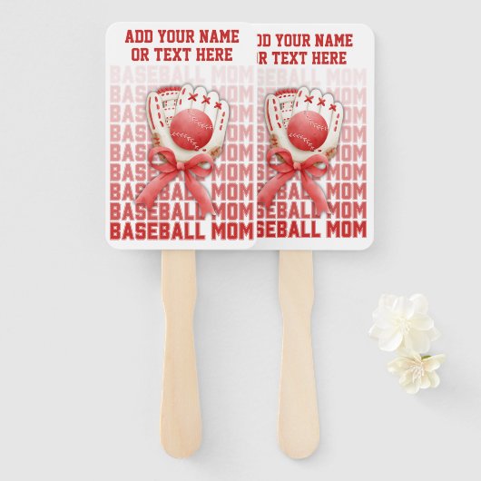 Stijlvolle HONKBAL MAM Custom Name Moederdag Handwaaier (Voorkant en achterkant)
