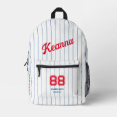 Stijlvolle honkbal sportief rood wit blauw strepen bedrukte rugzak (Voorkant)