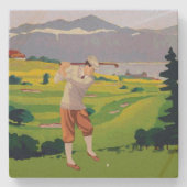  Stijlvolle Hooglanden Golfscène Art Stenen Onderzetter (Voorkant)