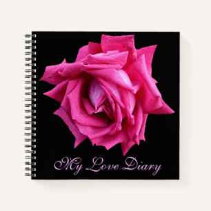 Stijlvolle hot pink roos bloem Valentijn Notitieboek