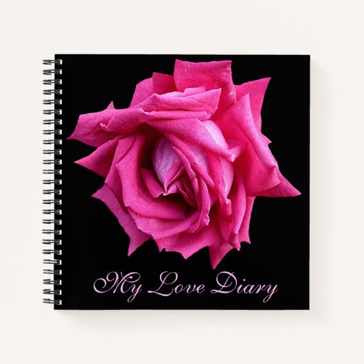 Stijlvolle  hot pink roos bloem Valentijn Notitieboek (Voorkant)