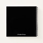 Stijlvolle hot pink roos bloem zwart trendy notitieboek (Achterkant)