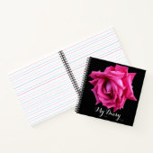 Stijlvolle hot pink roos bloem zwart trendy notitieboek (Binnen)