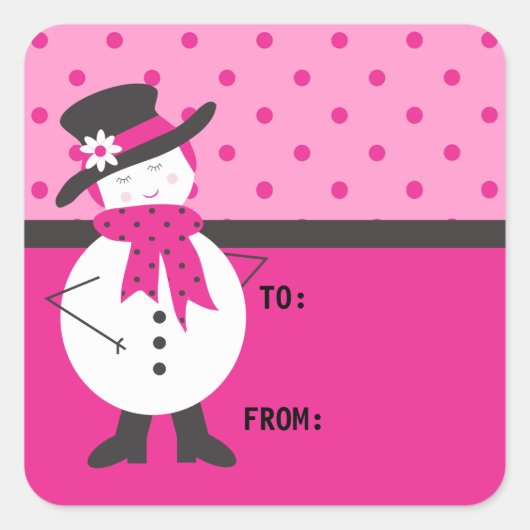 Stijlvolle Hot Pink Sneeuwman / Vrouw Sticker (Voorkant)