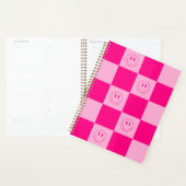 Stijlvolle Hot roze geruite & schattige gelukkige  Planner (Display)