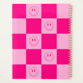 Stijlvolle Hot roze geruite & schattige gelukkige  Planner (Achterkant)