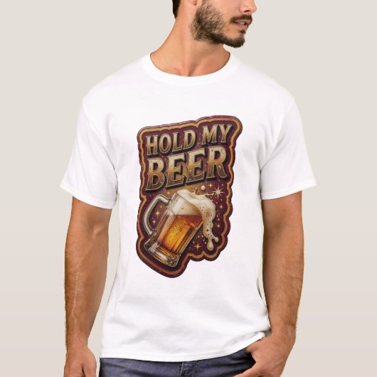 Stijlvolle HOU MIJN BIER Tekst Design T-shirt (Voorkant)