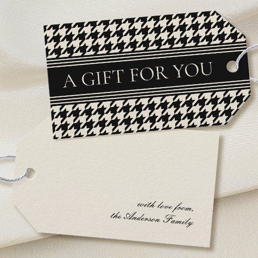 Stijlvolle Houndstooth Black Off-White Elegant Cadeaulabel