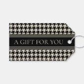 Stijlvolle Houndstooth Black Off-White Elegant Cadeaulabel (Voorkant (Horizontaal))