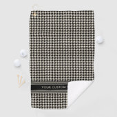 Stijlvolle Houndstooth Patroon Naam Zwart Off-Whit Golfhanddoek (Insitu)
