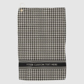 Stijlvolle Houndstooth Patroon Naam Zwart Off-Whit Golfhanddoek (Voorkant)