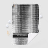 Stijlvolle Houndstooth Patroon Naam Zwart Wit Golfhanddoek (Insitu)