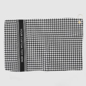 Stijlvolle Houndstooth Patroon Naam Zwart Wit Golfhanddoek (Horizontaal)