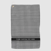 Stijlvolle Houndstooth Patroon Naam Zwart Wit Golfhanddoek (Voorkant)