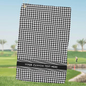 Stijlvolle Houndstooth Patroon Naam Zwart Wit Golfhanddoek