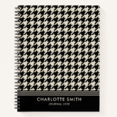 Stijlvolle Houndstooth Patroon Zwart Off-white Spi Notitieboek (Voorkant)