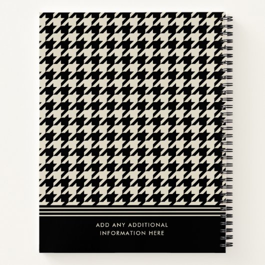 Stijlvolle Houndstooth Patroon Zwart Off-white Spi Notitieboek (Achterkant)